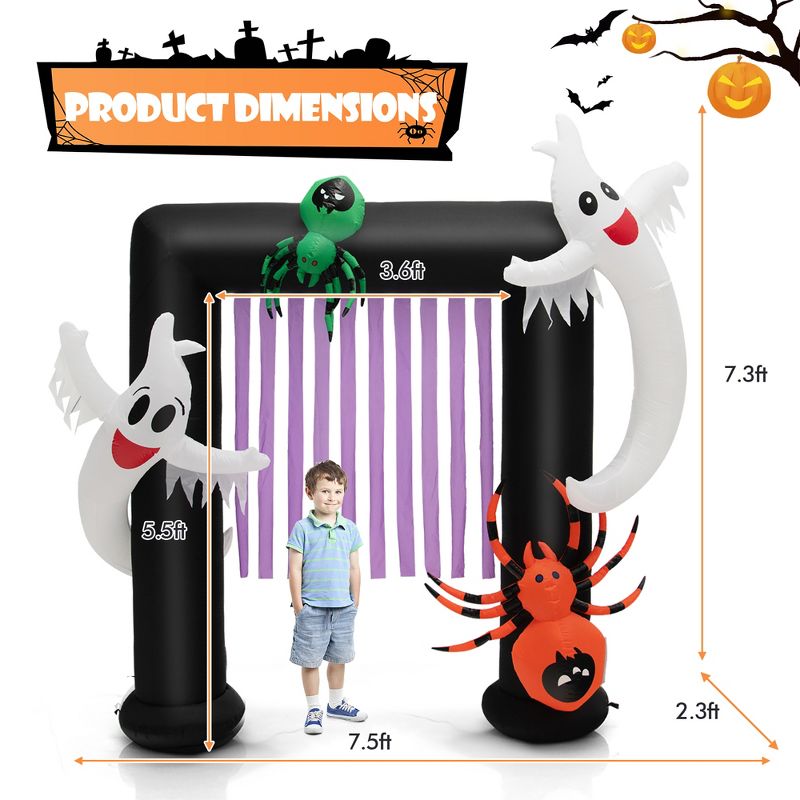 Costway 7.5FT Halloween Inflatable Archway Blow-up Festive Decoration for Backyard Porch, 4 of 11