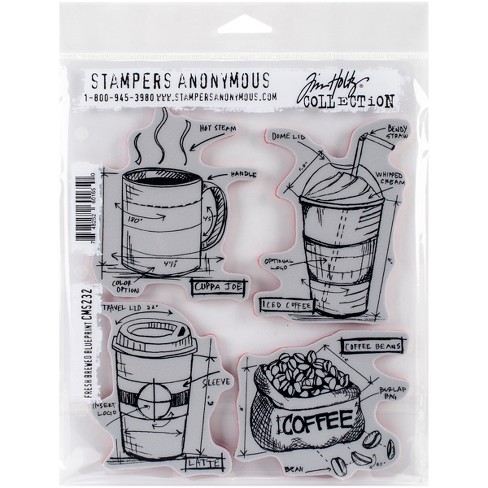 Stampers Anonymous Tim Holtz Stamps Mini Blueprint Rubber Stamp