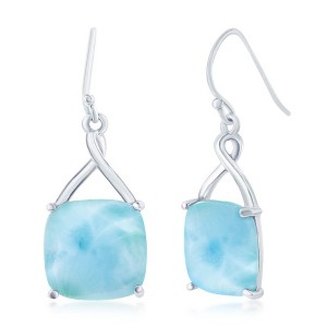 Caribbean Treasures Sterling Silver Four-Prong Square Larimar Dangle Earrings - Blue - 1 of 2