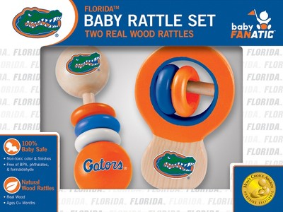 Baby Fanatic Wood Rattle 2 Pack - NCAA Florida Gators Baby Toy Set