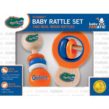 Baby Fanatic Wood Rattle 2 Pack - NCAA Florida Gators Baby Toy Set