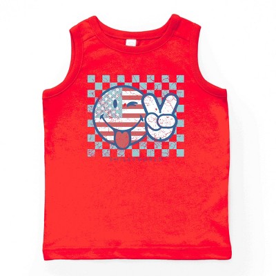 The Juniper Shop SmileyWorld Patriotic Checkered Peace Youth Tank Top