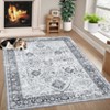 Area Rugs Vintage Distressed Living Room Rug Traditional Medallion Floral Print Rug Non Slip Bedroom Rug - 2 of 4