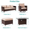 Sonkuki 6-Piece Patio Sofa with Rectangle Fire Pit Table and Swivel Rocking Chairs, Patio Conversation Couch with Cushion - 3 of 4