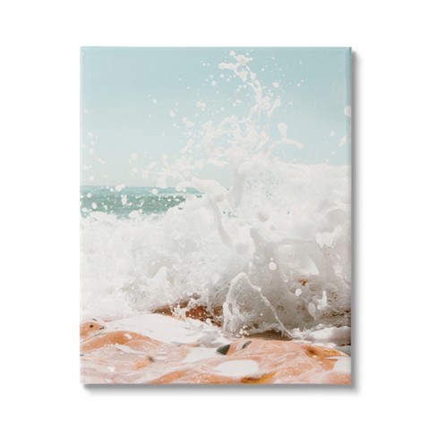 Stupell Industries Splashing Sandy Beach Sea Foam Gallery Wrapped Canvas Wall Art, 30 x 40