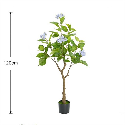 Artificial Hydrangea Flowers Tree, 4ft/5ft Tall Potted Decorative Hydrangea Tree, Realistic Modern Artificial Tree For Living Room Home Office - image 1 of 4