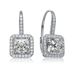 Guili 14K Gold Plated Cubic Zirconia Halo Leverback Earrings with Sleekt Design, Available in White and Gold, Perfect for Jewelry Lovers and Occasions - 1 of 2