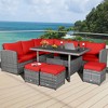 Tangkula 7PCS Rattan Patio Sectional Sofa Set Conversation Set w/ Red Cushions - 2 of 4