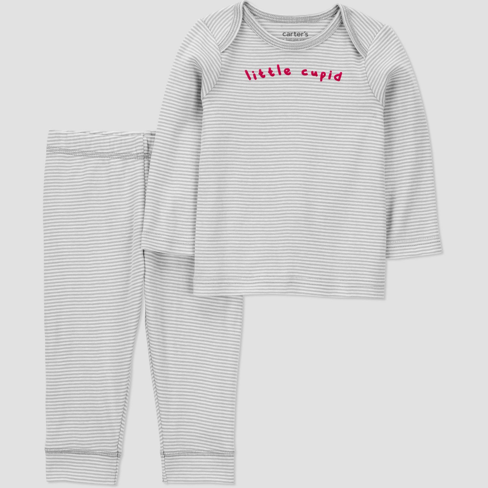 Carter's Just one you® Baby Boys' 2pc Valentines Day Little Cupid Striped Sweater and Pants Set - Gray