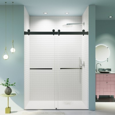 NicBex Bypass Shower Door 76"H Frameless Double Sliding Shower Doors with 3/8 inches (10mm) Thick SGCC Tempered Glass for Bathroom