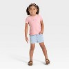 TToddler Girls' Flower Ribbed Short Sleeve T-Shirt - Cat & Jack™ Light Mauve 5T - 4 of 4