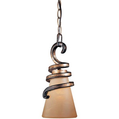 Minka Lavery Bronze Mini Pendant 5 3/4" Wide Rustic Marbre Grabar Art Glass Shade for Dining Room House Bedroom Kitchen Island