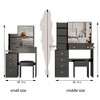 Sapphtopaz Makeup Vanity Desk with Sliding Mirror, Space-Saving Makeup Table with 2-Drawer & Waterproof Stool, Dresser for Bedroom - 3 of 4