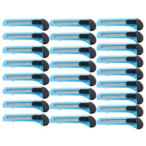 MotoProducts 25 Bulk 6" Box Cutters Sky Blue with Snap-Off Blades and Safety Locks - 1 of 4