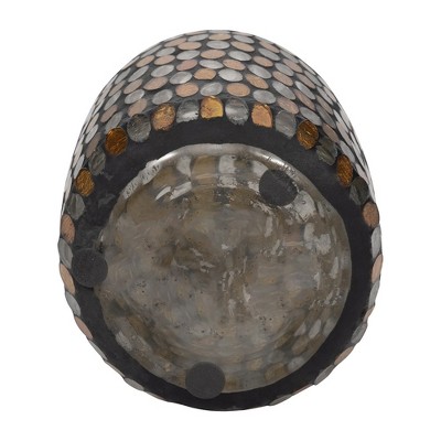 Bronze and Copper Mosaic Glass Decorative Vase, 9"