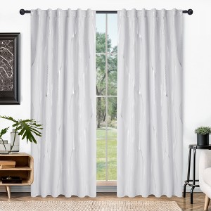 Deconovo Silver Wave Blackout Curtains (2 Panels, Back Tab/Rod) - 1 of 4