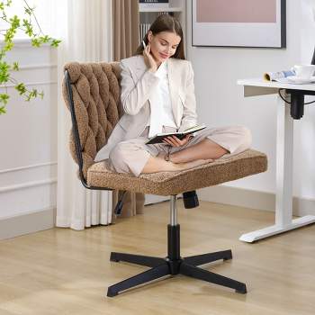 Teddy Fabric 360° Swivel Home Office Chair With Metal Base, Height-Adjustable Task/Computer Desk Chair 4L - ModernLuxe