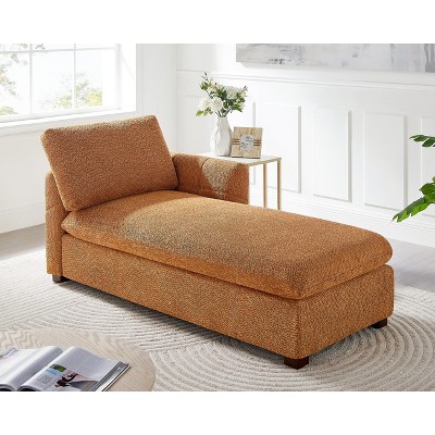 VANOMi 34.65" Boucle Chaise Lounge with Removable Pillow