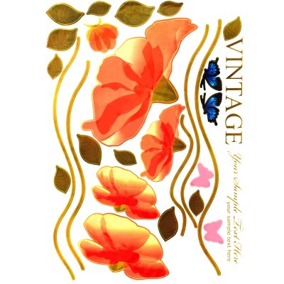 Slickblue Vintage Blossom Wall Decals - Waterproof Vinyl Stickers for Living Room, Bedroom Décor - 19.6"x27.5"