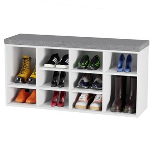 BestMassage Shoe Bench Storage Shoe Organizer Entryway Bench with with Cushion - 1 of 4