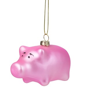 Northlight Pink Pig Glass Christmas Ornament - 4" - 1 of 4