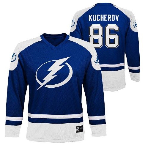 Men's Starter Gray/Blue Tampa Bay Lightning Cross Check Jersey V-Neck Long Sleeve T-Shirt Size: Small