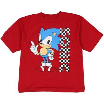 Sonic The Hedgehog Boys' Sonic Character Checkered Flag Graphic T-Shirt