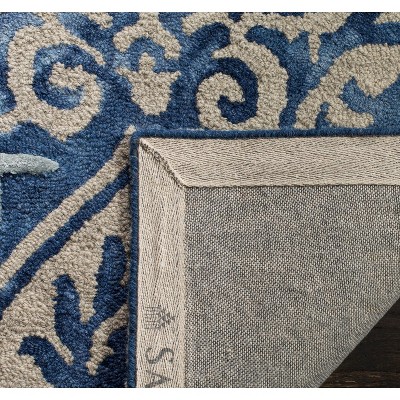 Royal Blue and Beige Hand-Tufted Wool Silk Area Rug