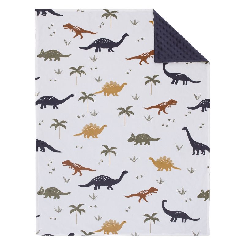 Little Love by NoJo Dino White, Navy, and Tan Palm Trees Super Soft Baby Blanket, 2 of 5