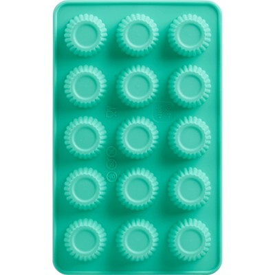 Trudeau 2pk Cupcake Chocolate Molds Aqua: Silicone Candy & Gummy Molds, Dishwasher & Freezer Safe, 15 Cavities