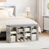 Shoe Bench with Cushion and Storage, Entryway Shoe Rack with Adjustable Shelves, Grey/Brown - 3 of 4