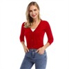 BLUEMING Women’s Cropped Button-Front Cardigan - Textured Knit with 3/4 Sleeves & Elevated Everyday Silhouette - 2 of 4