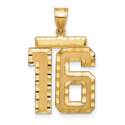 Black Bow Jewelry 14k Yellow Gold, Varsity Collection, Large D/C Pendant Number 16