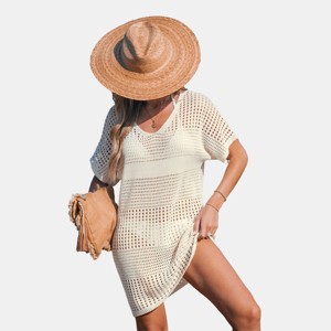Women's Breezy Beach Crochet Cover Up Dress - Cupshe - 1 of 4
