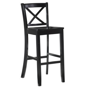 30" Torino X Back Wood Barstool - Black - Linon: Solid Rubberwood, Unupholstered, Armless - 1 of 4