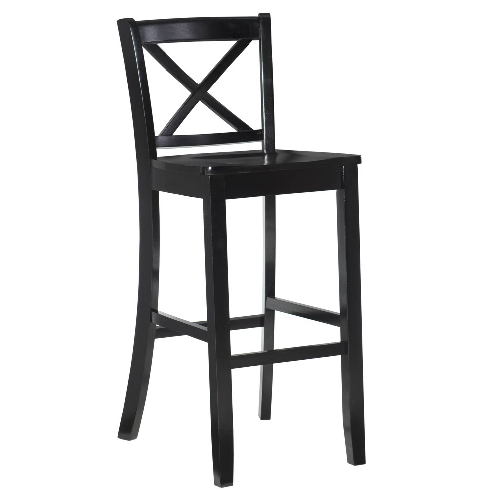 Photos - Chair Linon 30" Torino X Back Wood Barstool - Black - : Solid Rubberwood, Unupholstered, Armless 