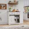 MOEPISY 39 inch Sliding Barn Door Buffet Sideboard Storage Cabinet, Ancient White - 4 of 4