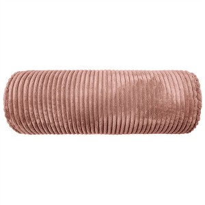 Edie@Home 7"x18" Bowery Corduroy Neckroll Lumbar Throw Pillow Blush: Cylindrical Supportive Bolster, Indoor Use - 1 of 3