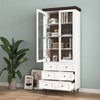 VYNXARIA Modern White MDF Display Storage Cabinet with Glass Doors and Adjustable Shelves - 2 of 4