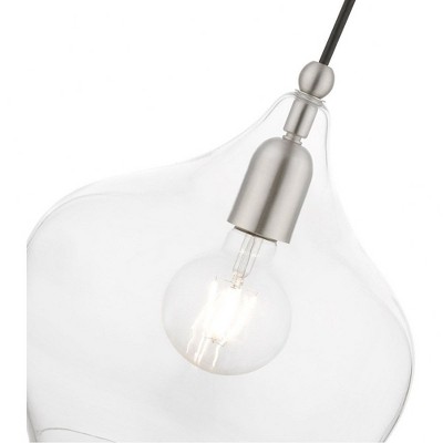 Aldrich Brushed Nickel Clear Glass Indoor/Outdoor Pendant Light