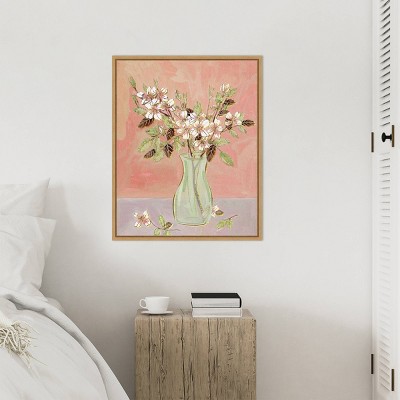 Here Comes the Bloom II 23"x28" Brown Maple Framed Canvas Art Print