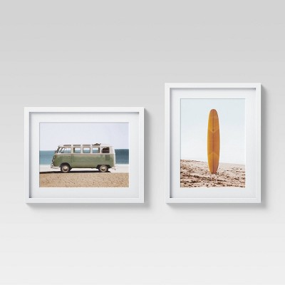 (Set of 2)16" x 20" Van and Surfboard Framed Wall Art - Project 62™