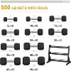 Coucheta Premium Rubber Coated Hex Dumbbell Weight Set with Rack, Multiple Packages,550lbs(10 pair) for Home Gym, Coated Hand Weights for Strength - 2 of 4