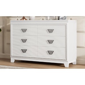 NicBex 6 Drawers Nightstand,Bedside Table with Metal Handle and Sparkling Shiny Decoration,Modern Side Table for Bedroom - 1 of 4