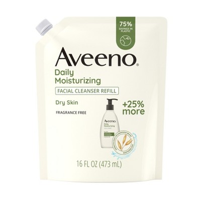 Aveeno Daily Moisturizing Face Cleanser With Soothing Oat - Fragrance Free  - Refill Pouch - 12 Fl Oz : Target