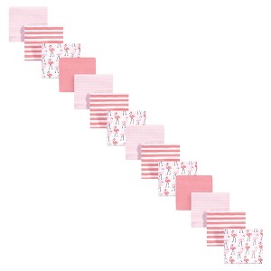 Hudson Baby Infant Girl Cotton Flannel Receiving Blankets Bundle Set, Pink Flamingos 14-Pack, One Size - 1 of 2
