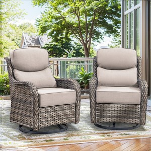 Buenhomino Luxury Outdoor Swivel Rocker Patio Chair with 6-Inch Thick Cushion, High Back Wicker Patio Rocking Glider, Ideal for Porch, Deck - 1 of 4