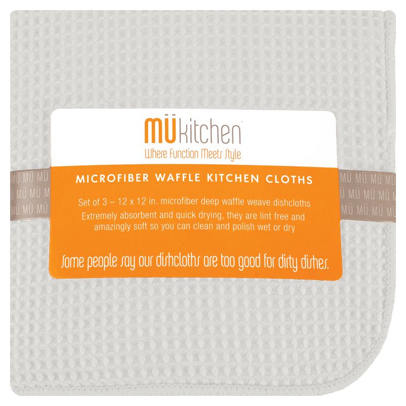 MU Kitchen 12" x 12" Waffle Microfiber Dish Cloth Set Of 3, 1 of 2