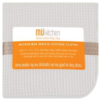 MU Kitchen 12" x 12" Waffle Microfiber Dish Cloth Set Of 3