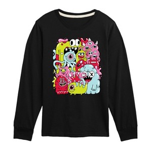Boys' - Instant Message - Monster Doodle Long Sleeve Graphic T-Shirt - 1 of 4